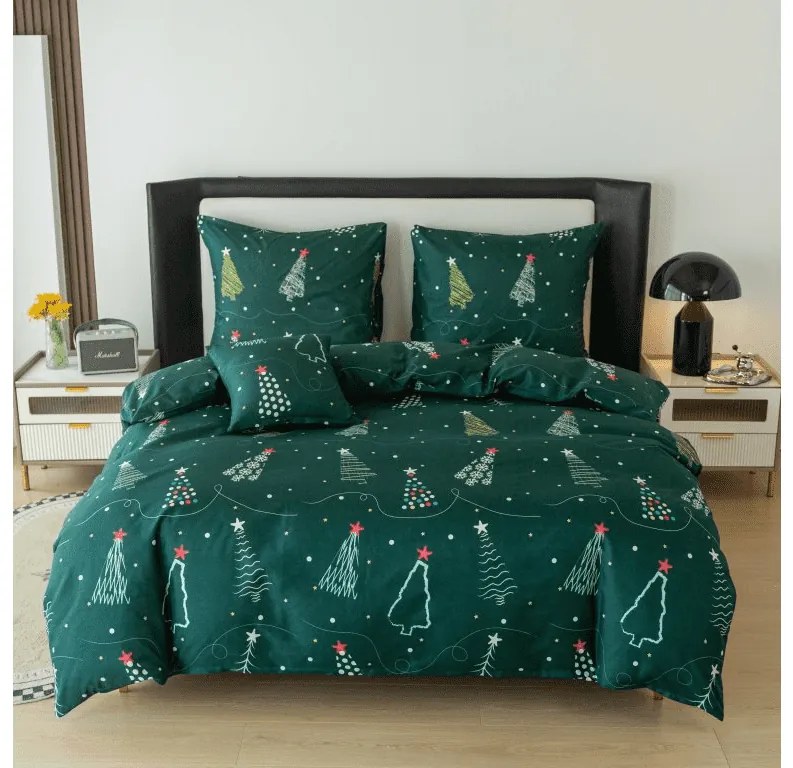 Lenjerie de pat din microfibra CHRISTMAS DRIFT verde Dimensiune lenjerie de pat: 2 buc 70 x 90 cm | 200 x 220 cm