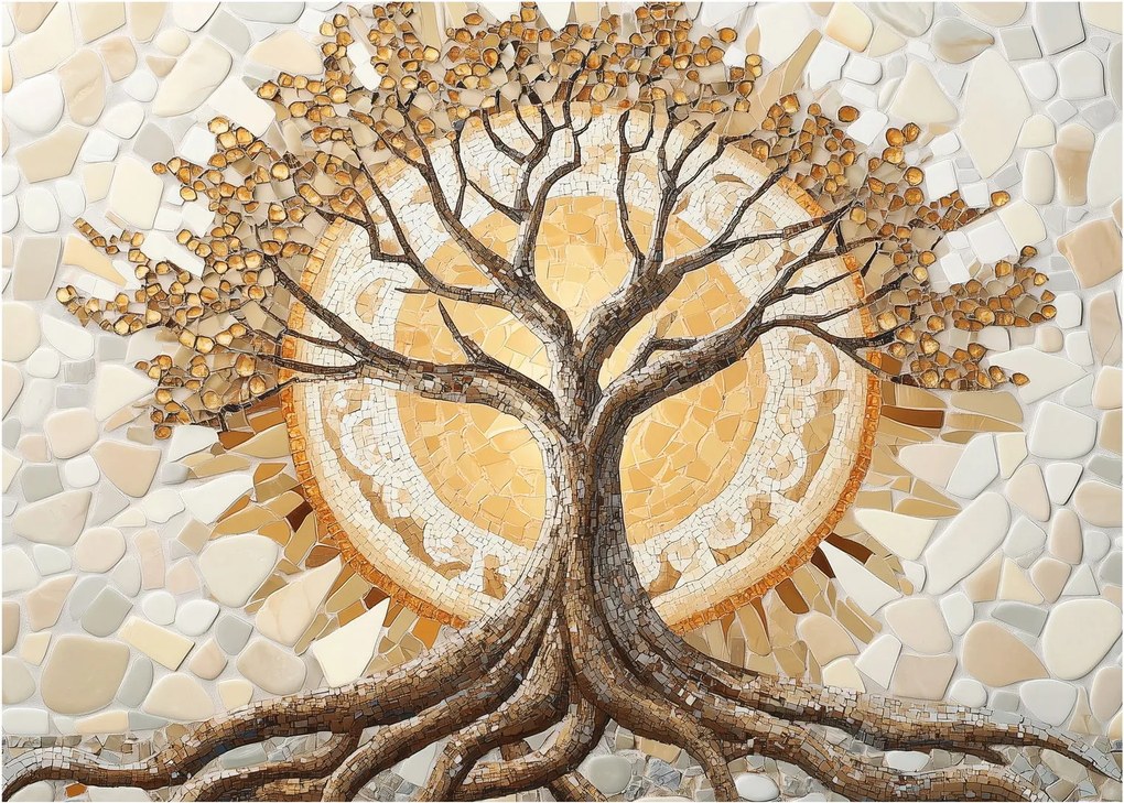 Tablou – Arborele vieții auriu în mozaic (70x50 cm)