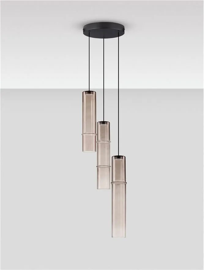 Lustra moderna cu 3 pendule LED, Metal, Sticla, Moca, SANO