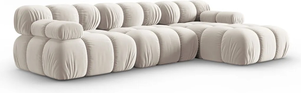 Coltar modular dreapta 4 locuri, Bellis, Micadoni Home, BL, 282x155x70 cm, catifea, bej deschis