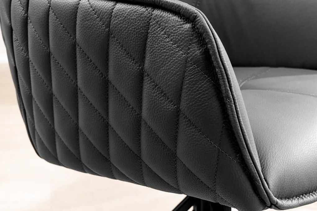 Set 2 scaune Pivotante, Piele Naturala Neagra, Euphoria