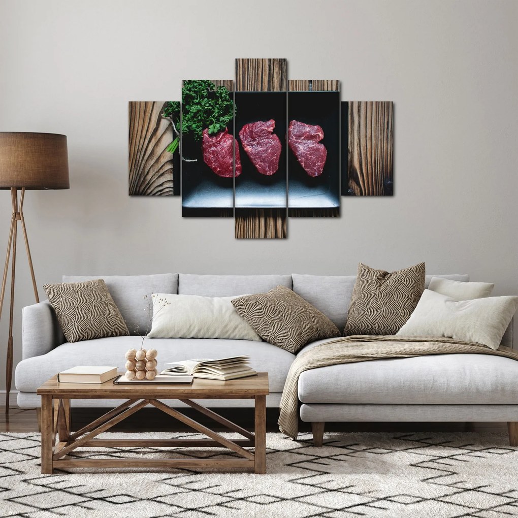 Tablou cu carne pe farfurie (150x105 cm)