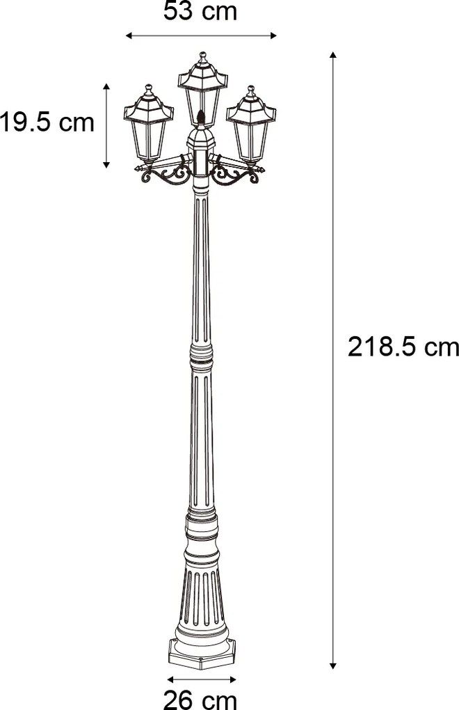 Stâlp clasic de exterior negru 217cm IP44 - New Haven Hammered