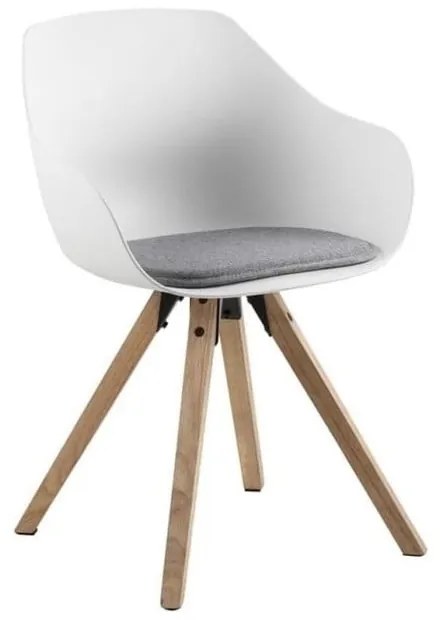 Scaune de dining albe/gri cu cotiere 2 buc. tapițate Tina – Actona