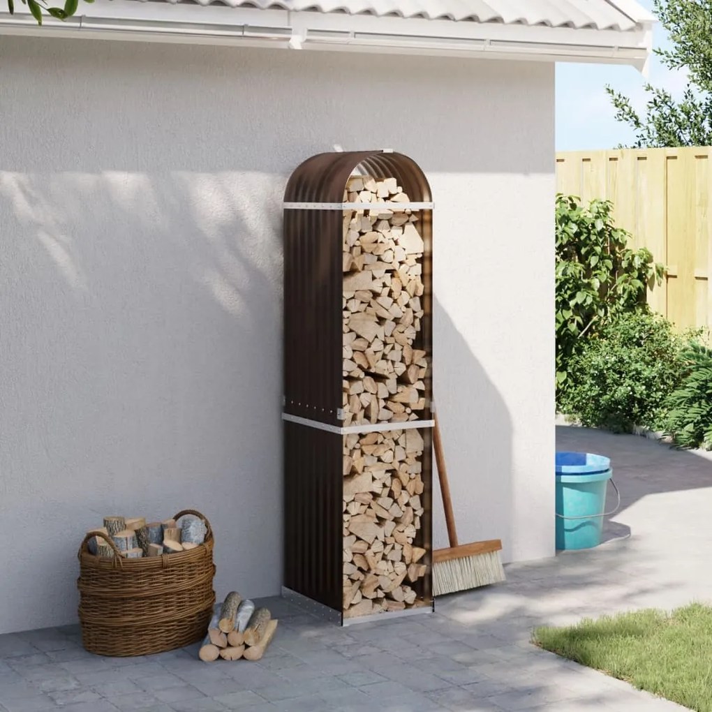 vidaXL Suport pentru bușteni, maro, 40x45x170 cm, oțel galvanizat