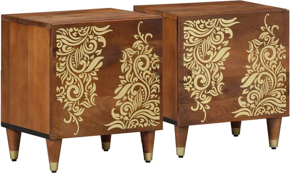 vidaXL Noptieră cu ușă 2 pcs Maro miere 40 x 33 x 46 cm