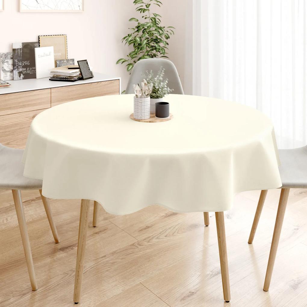 Goldea față de masă decorativă rongo deluxe - crem cu luciu satinat - rotundă Ø 220 cm