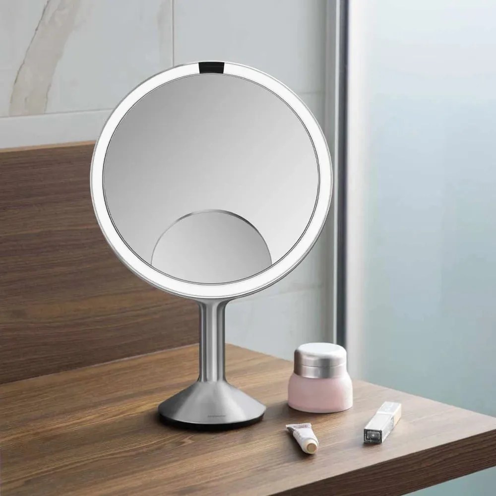 Oglindă cosmetică (5x) cu led/de mărire ø 25 cm Sensor Trio Max – simplehuman