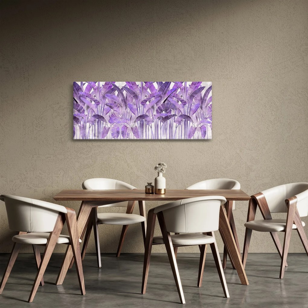 Tablou - Frunze violet în tencuială (120x50 cm)