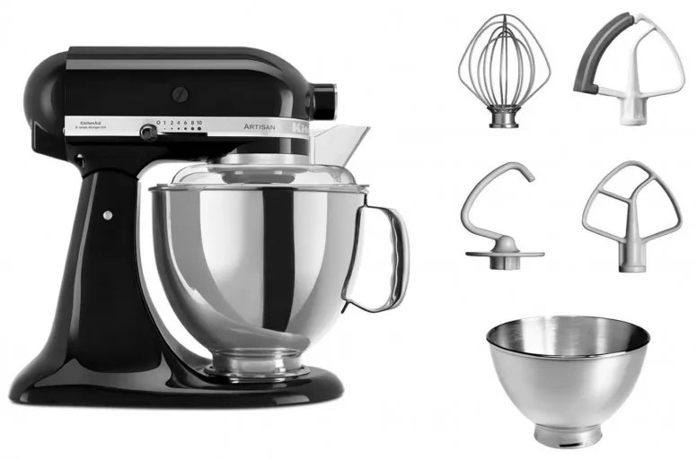 Mixer planetar Artisan Elegance KitchenAid 5KSM175PSEOB, 300 W, 4,8 l, Direct drive, 10 viteze, Onyx Black