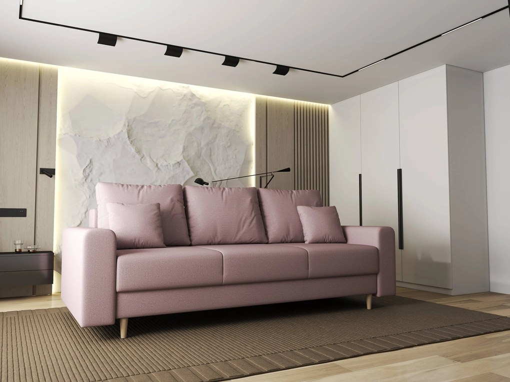 Canapea extensibilă dumonde cu ladă de depozitare si sezut confortabil din spuma high-density, Kronos Enjoy Flamingo 210x100 cm