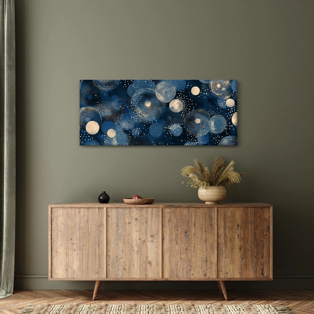 Tablou - Inele Albastru-Aurii (120x50 cm)