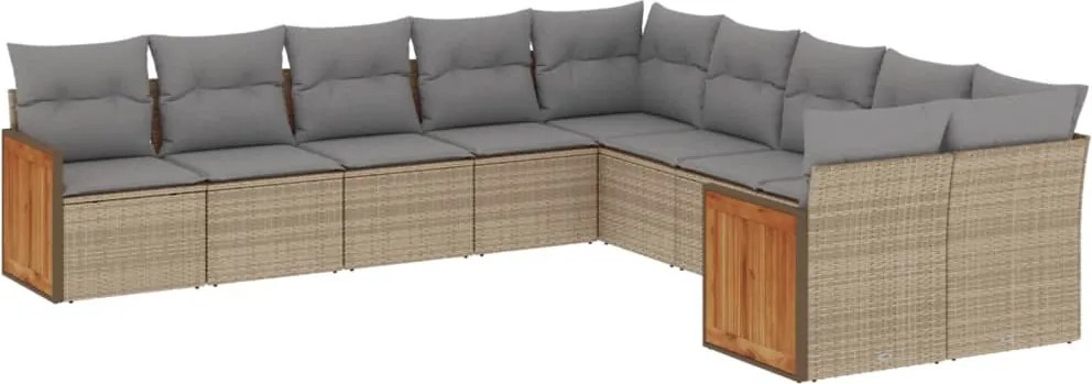 vidaXL Set canapele de grădină cu perne, 10 piese, bej, poliratan