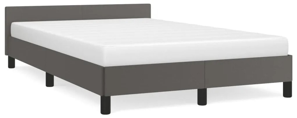 379545 vidaXL Cadru de pat cu tăblie, gri, 120x190 cm, piele ecologică