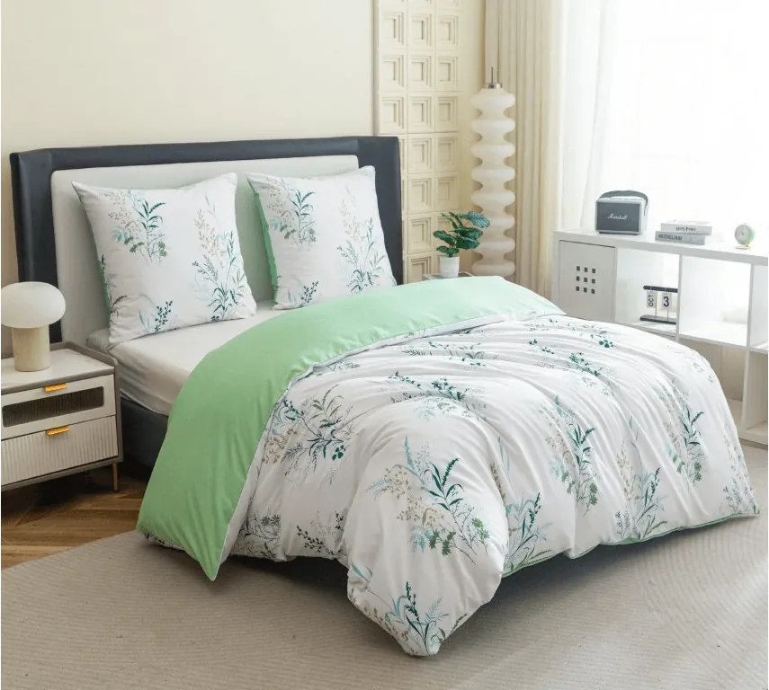 Lenjerie de pat din microfibra VERDELLE alb-verde Dimensiune lenjerie de pat: 70 x 90 cm | 140 x 220 cm