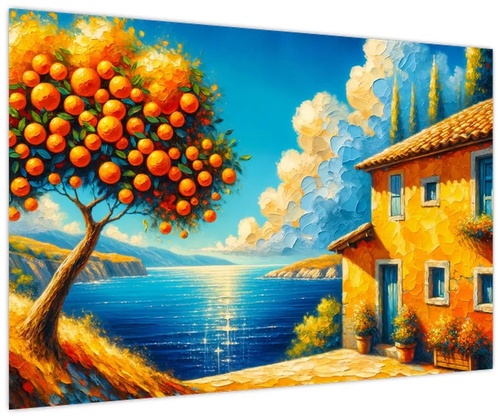 Tablou - Casă cu portocale II. (90x60 cm)