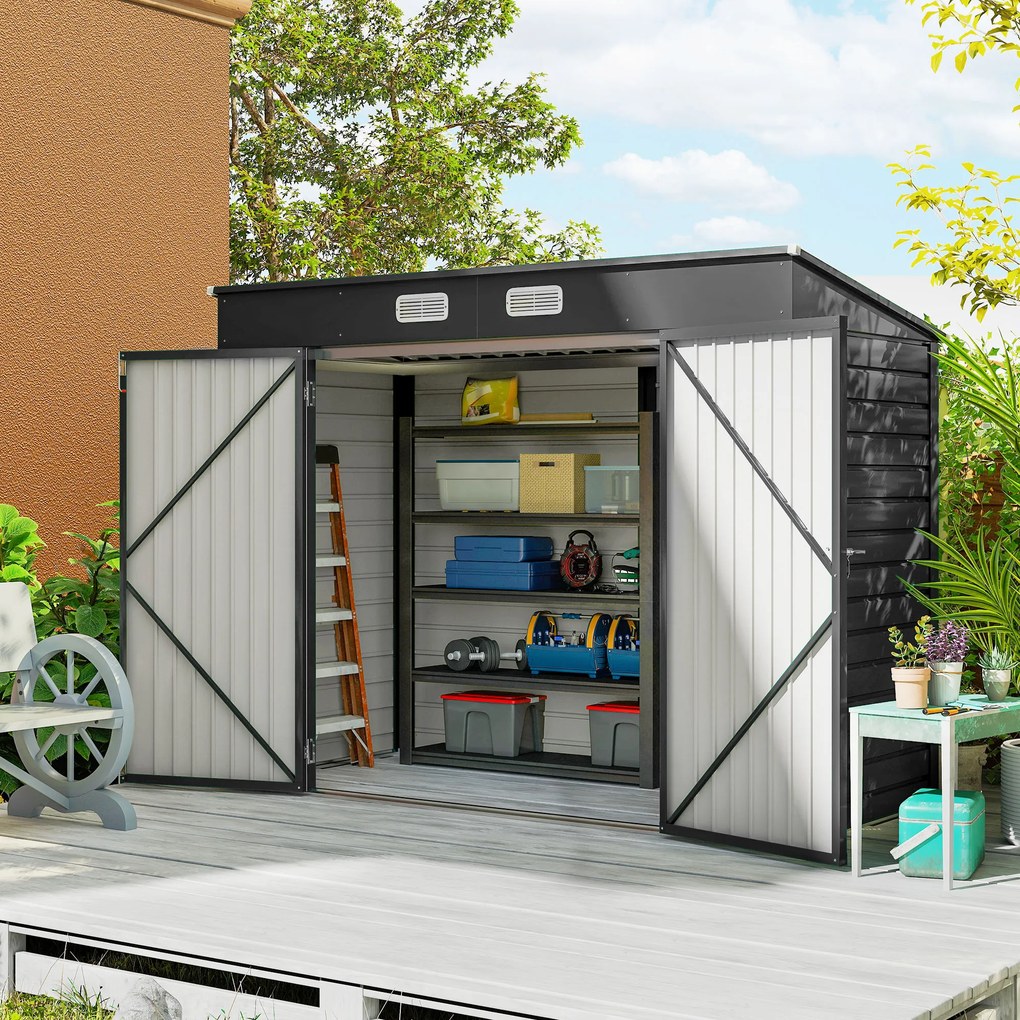 Outsunny Sopron de Gradina de 8 x 4FT Galvanizat Sopron din Metal