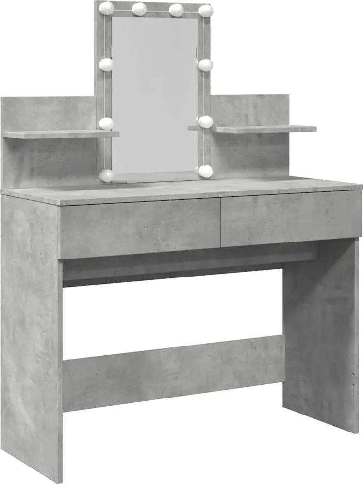 vidaXL Masă de toaletă cu LED, gri beton, 100x40x130 cm