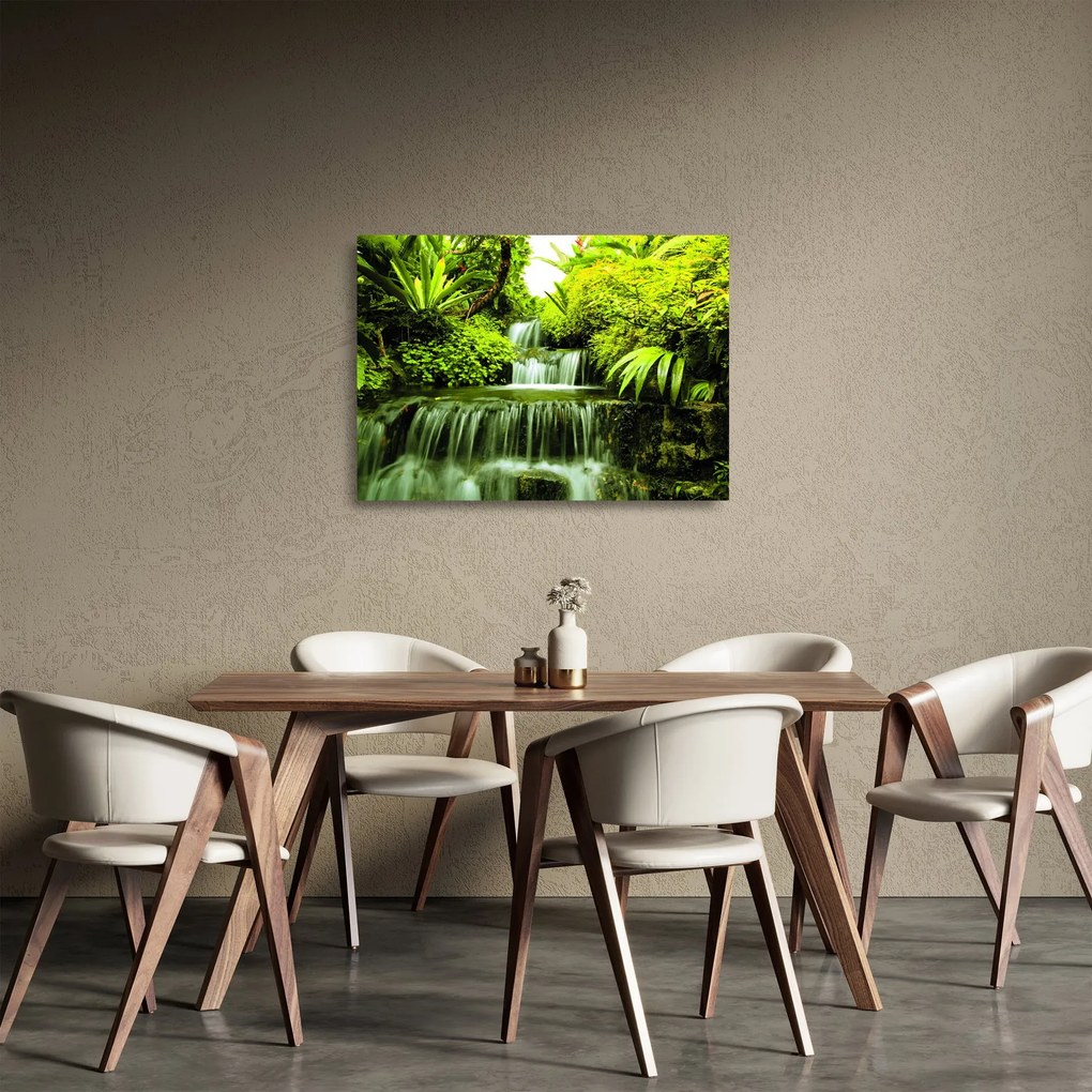 Tablou pe sticlă - Cascade indoneziene (70x50 cm)