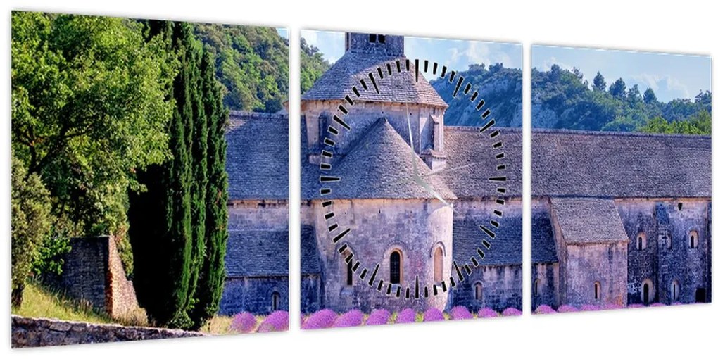 Tablou - Câmp de lavandă (cu ceas) (90x30 cm)