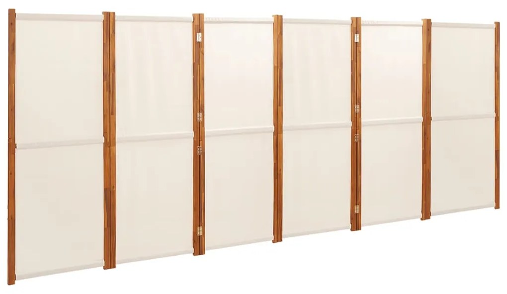 319186 vidaXL Paravan de cameră cu 6 panouri, alb crem, 420x180 cm