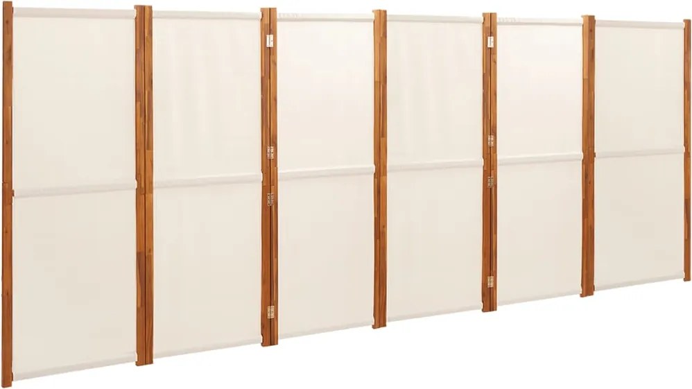 vidaXL Paravan de cameră cu 6 panouri, alb crem, 420x180 cm