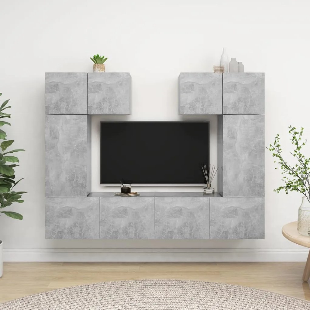 vidaXL Set de dulapuri TV, 6 piese, gri beton, lemn prelucrat