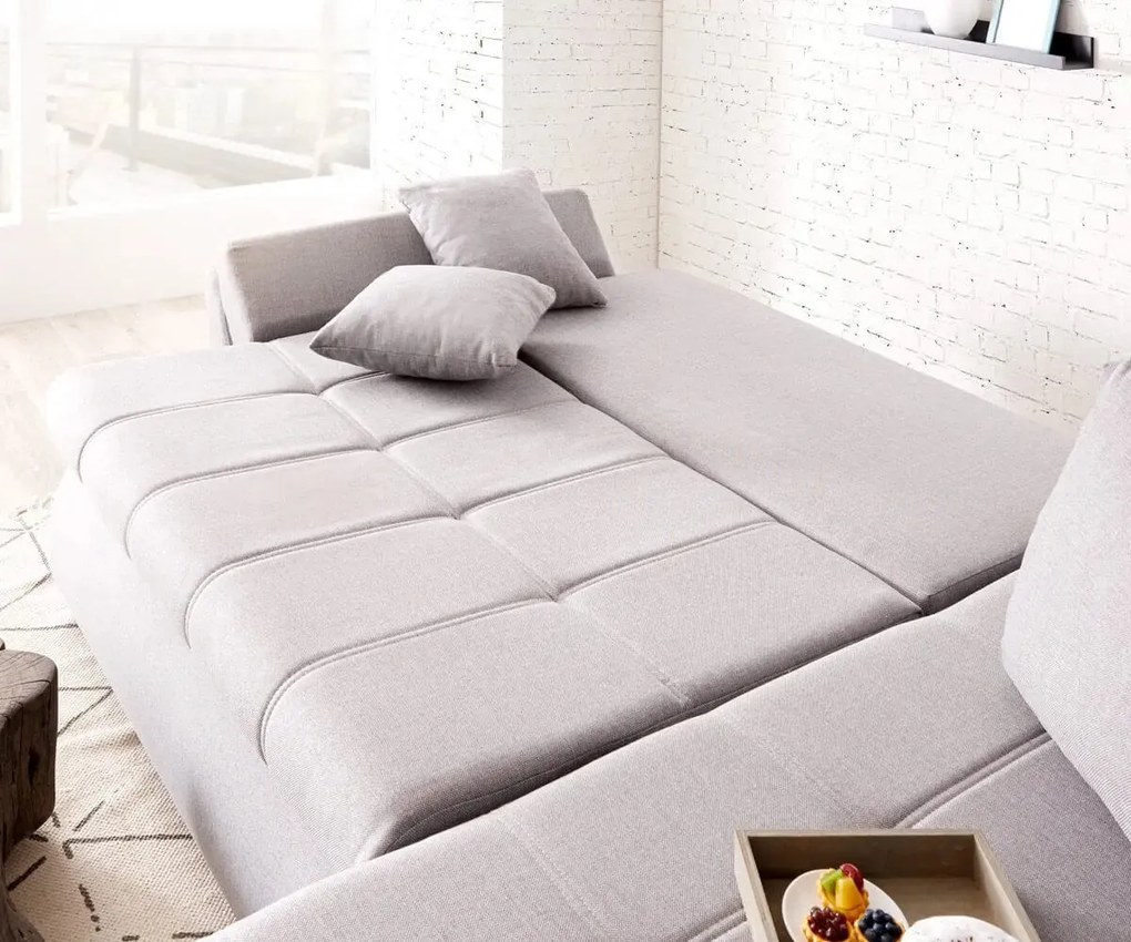 Colțar extensibil dumonde cu ladă de depozitare si sezut confortabil din spuma high-density, Loana Enjoy Grey II 270x185 cm