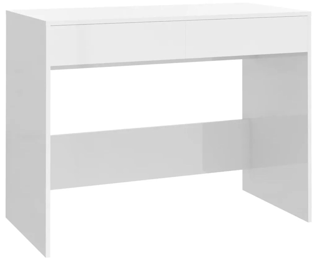 809563 vidaXL Birou, alb extralucios, 101 x 50 x 76,5 cm, PAL