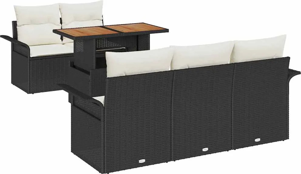 vidaXL Set de canapele pentru grădină 6 pcs Negru Rattan poli