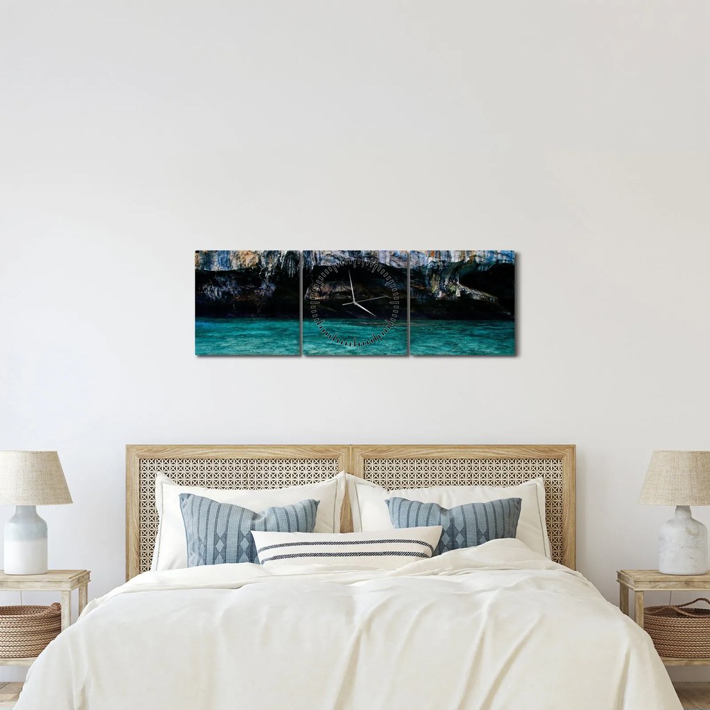 Tablou cu apă și stâci (cu ceas) (90x30 cm)