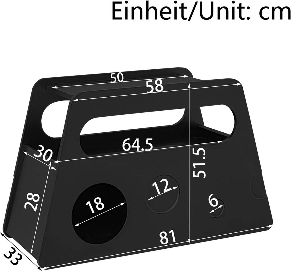 Măsuță laterală cu roți, colțuri rotunjite, mobilă, economisitoare de spațiu, pentru living și dormitor, 81x33x51,5 cm, Negru