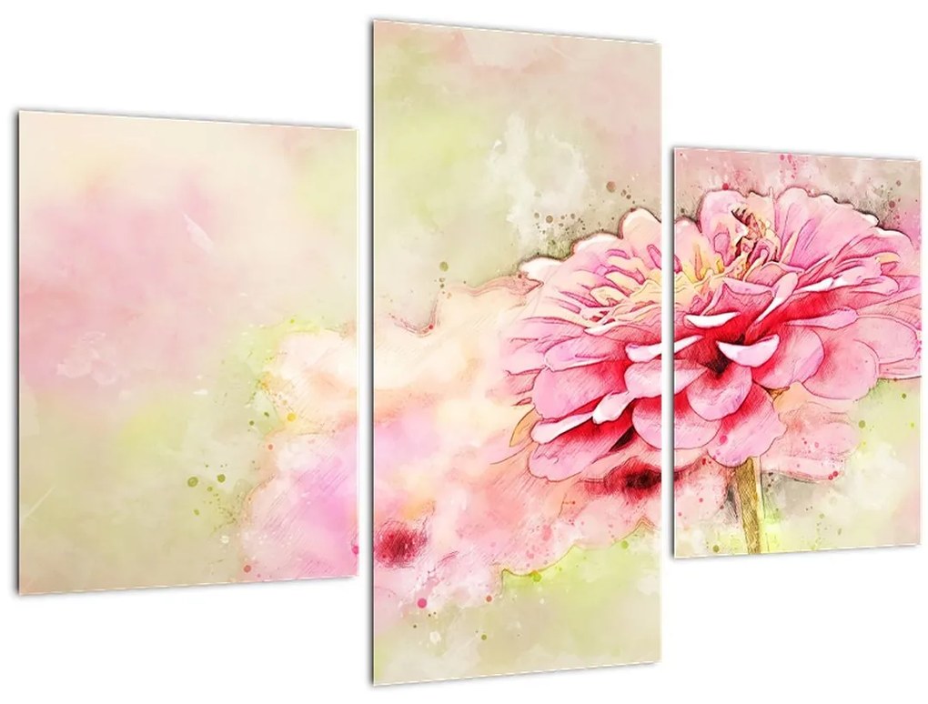 Tablou - Floare roz, aquarel (90x60 cm)