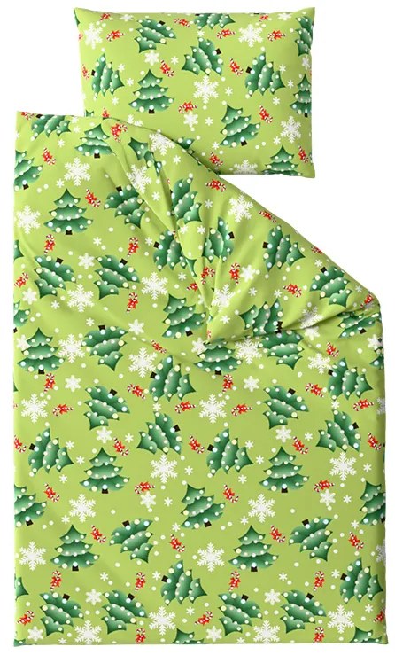 Lenjerie de pat din microfibra CHRISTMAS TREE verde Dimensiune lenjerie de pat: 70 x 90 cm | 140 x 220 cm