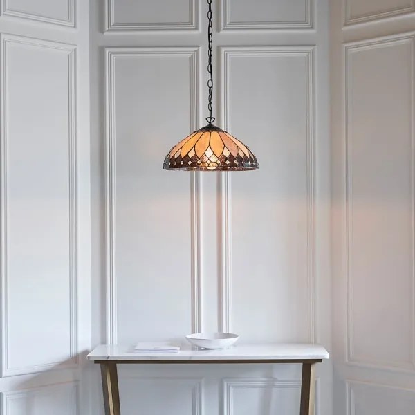 Endon 63977 - Lustră suspendată Tiffany BROOKLYN cu lanț, 1xE27/60W/230V, Ø 40 cm