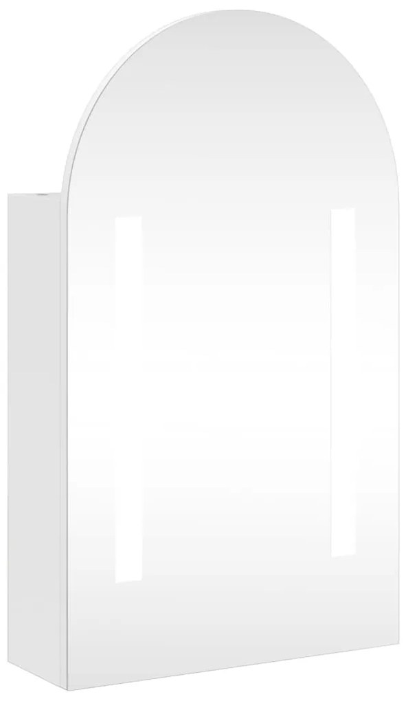 357973 vidaXL Dulap cu oglindă de baie cu LED, alb, 42x13x70 cm, arcuit