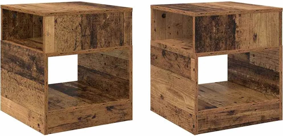 vidaXL Masă laterală 2 pcs Lemn vechi 40,5 x 40 x 45 cm Lemn compozit
