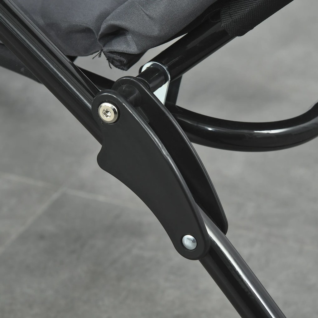 Outsunny Șezlong pliabil înclinat 6 poziții, mare confort, cu saltea + cotiere, oțel poliester gri | Aosom Romania