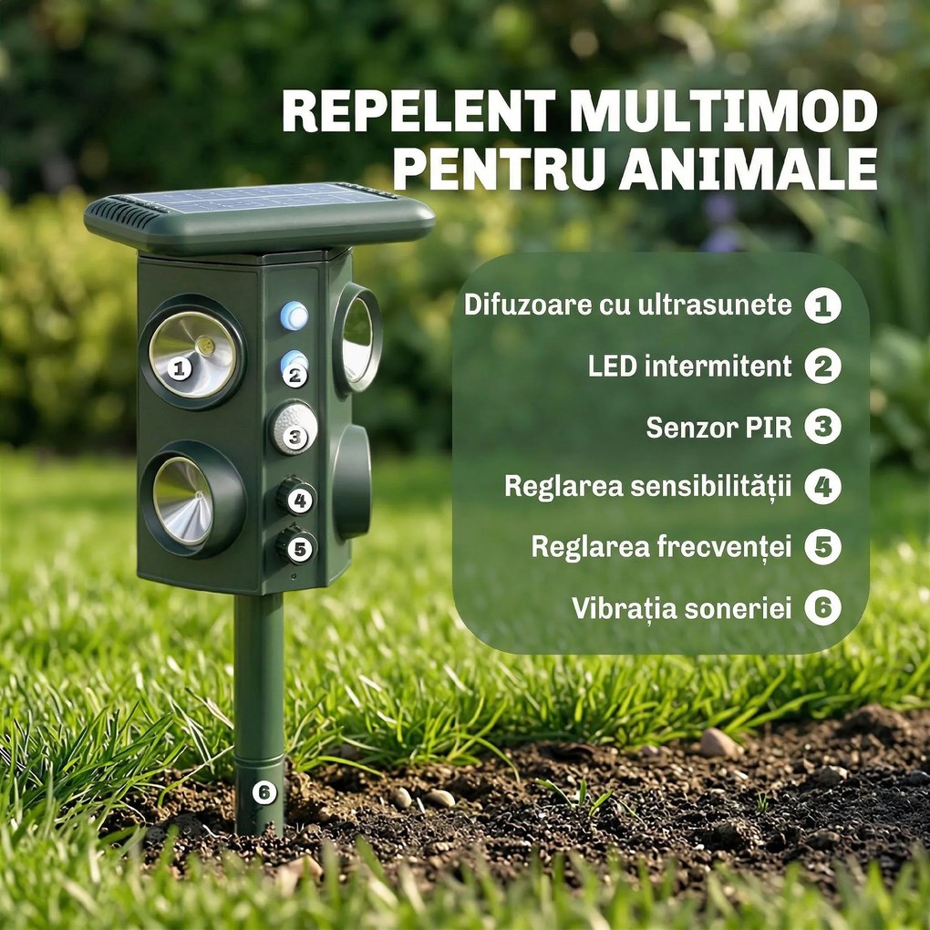 Outsunny Dispozitiv de Alungare a Animalelor, Repelent Ultrasonic | Aosom Romania