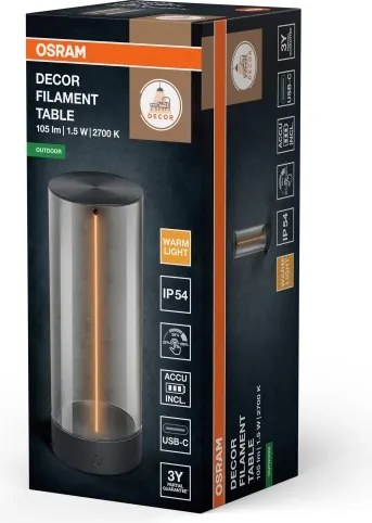 Osram - Lampă de masă pentru exterior ENDURA STYLE, cu dimmer tactil, LED/1,5W/5V 2500 mAh IP54 antracit