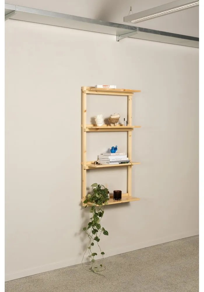 Bibliotecă de perete în culoare naturală din lemn de pin 66x127 cm Groove – Karup Design