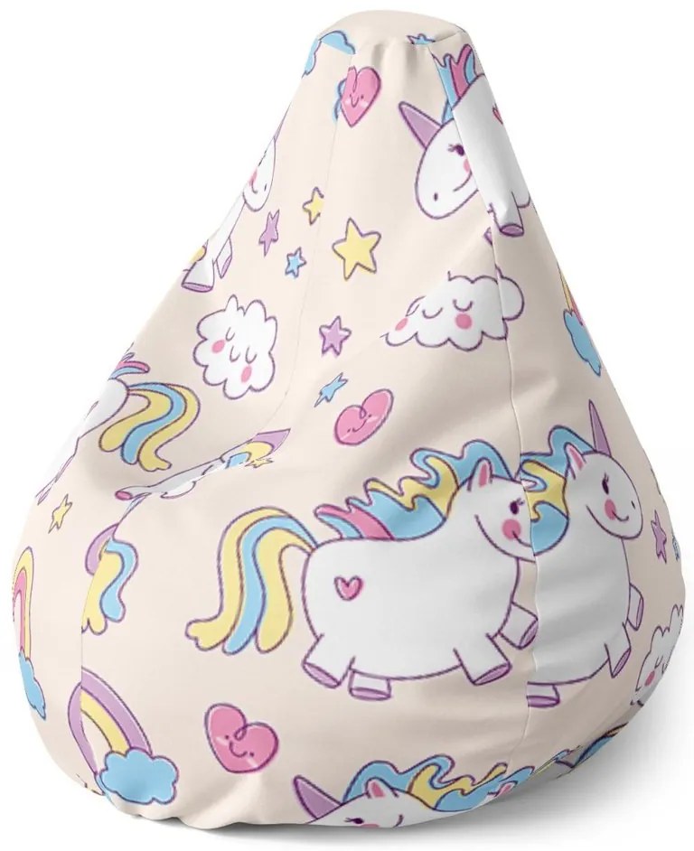Sac de șezut Pear unicorni - pentru copii, colorat