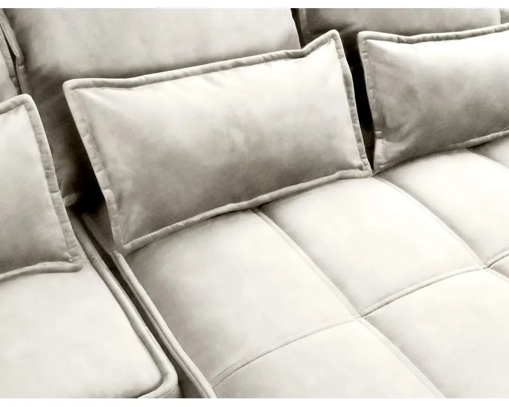 Colțar bej extensibil/cu spațiu de depozitare cu tapițerie din catifea (cu colț pe partea dreaptă/cu șezlong) Campo – ELTAP