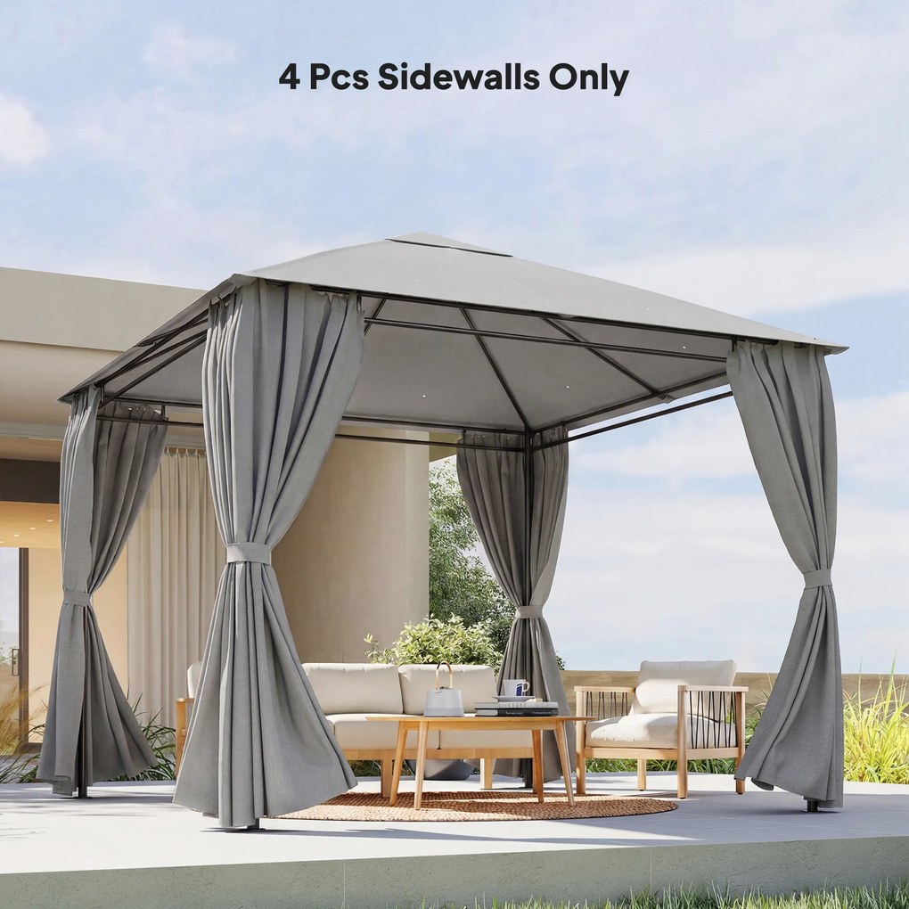 Outsunny 4 panouri laterale pentru pavilion 3x3 m panouri pentru cort cu 8 ferestre protecție UV 30+ impermeabil gri deschis | Aosom Romania