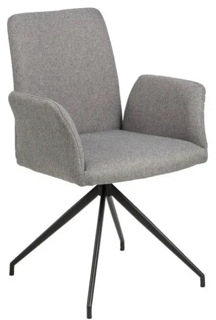 Scaun de sufragerie gri cu cotiere tapițat Naya – Actona