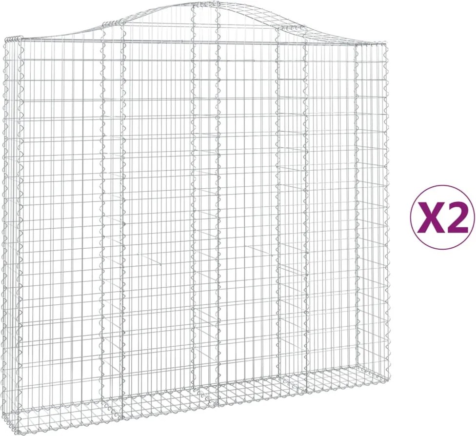 vidaXL Coșuri gabion arcuite 2 buc, 200x30x180/200cm, fier galvanizat