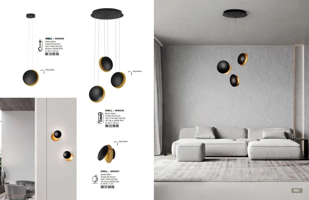 Lustra cu 3 pendule LED design ambiental SHELL