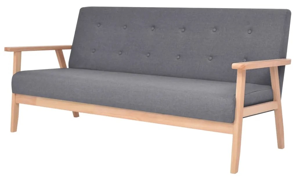 Canapea cu 3 locuri, gri închis, material textil