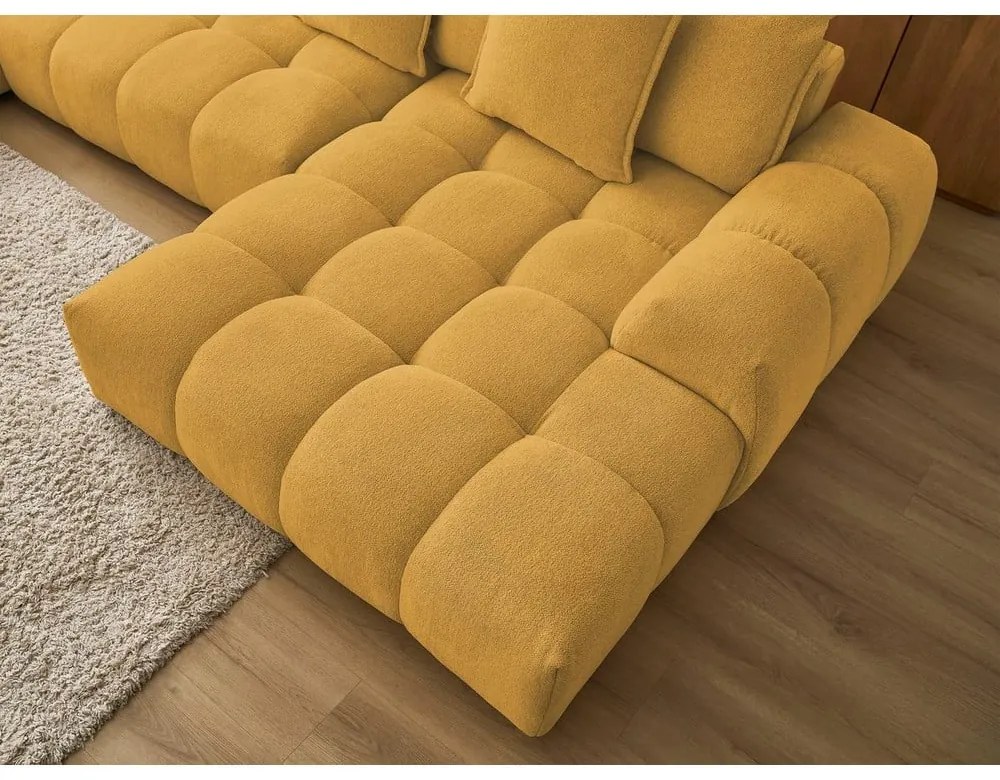 Colțar galben muștar extensibil/cu spațiu de depozitare cu tapițerie din chenille (cu colț pe partea stângă/în formă de "U") Everest – Bobochic Paris