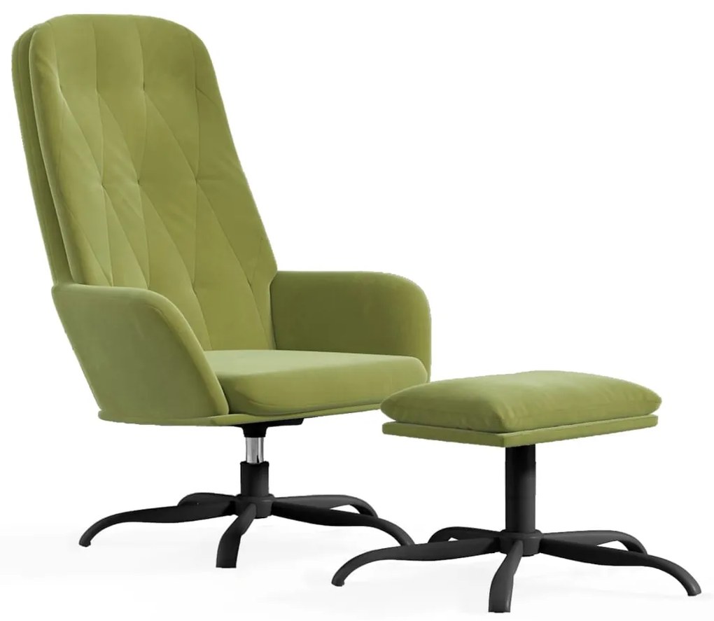 3097633 vidaXL Scaun de relaxare cu taburet, verde deschis, catifea